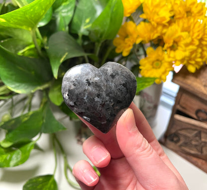 Larvikite Heart (Black Moonstone)