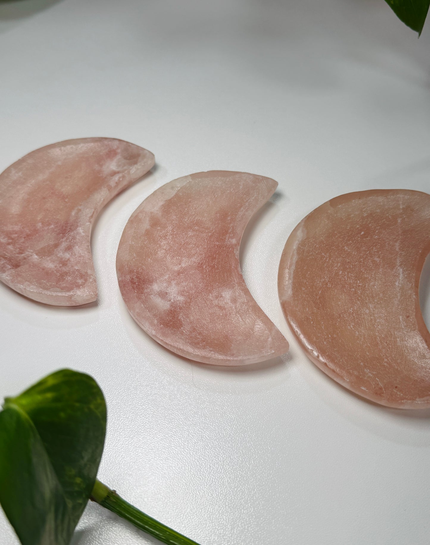 Strawberry Calcite Crescent Moon (Hand Carved)