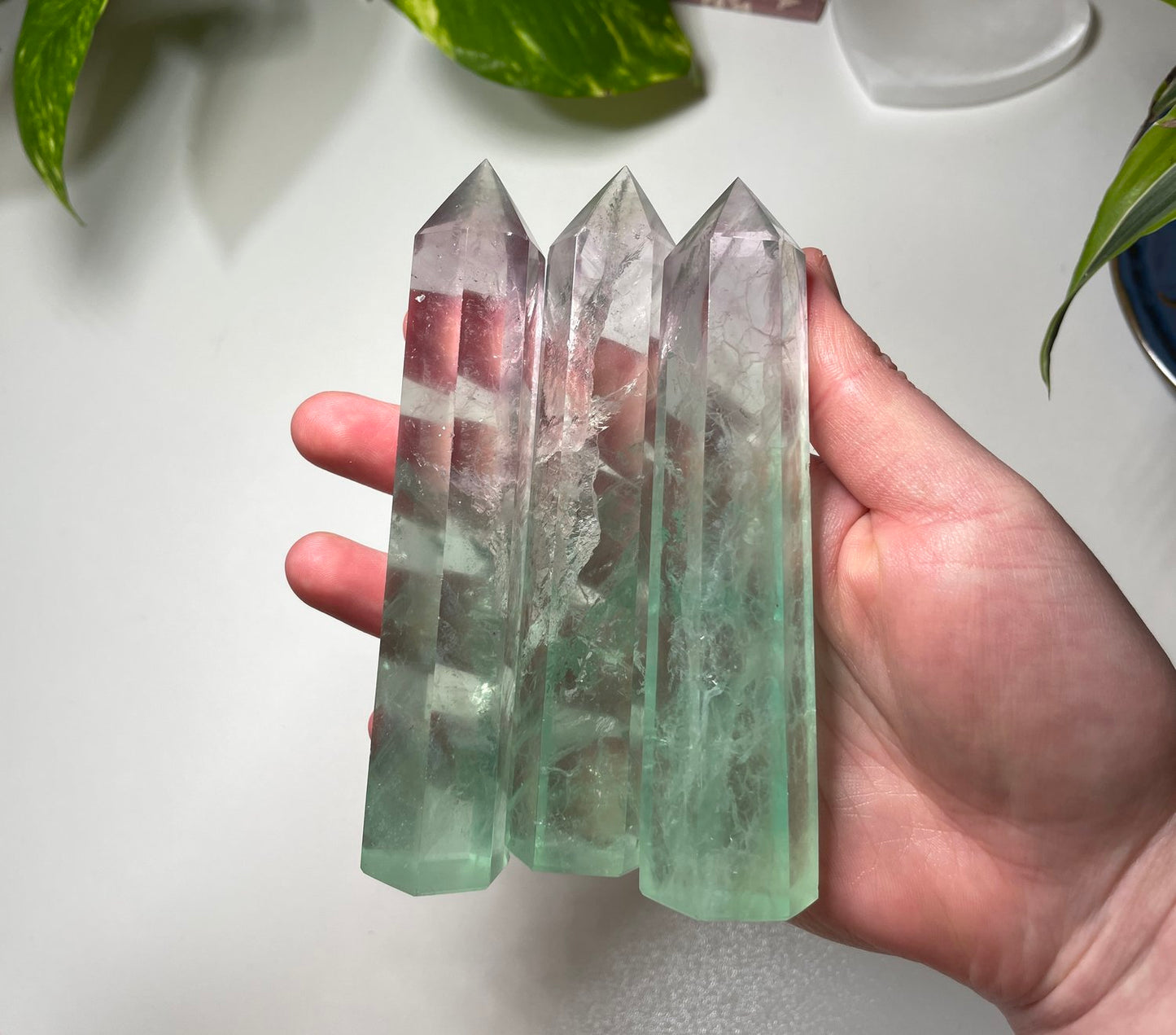 Green Light Purple Fluorite Point