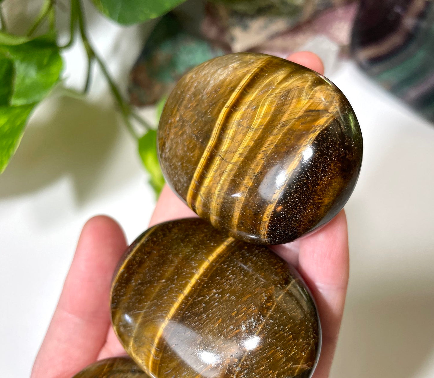 Tigers Eye Palm Stone