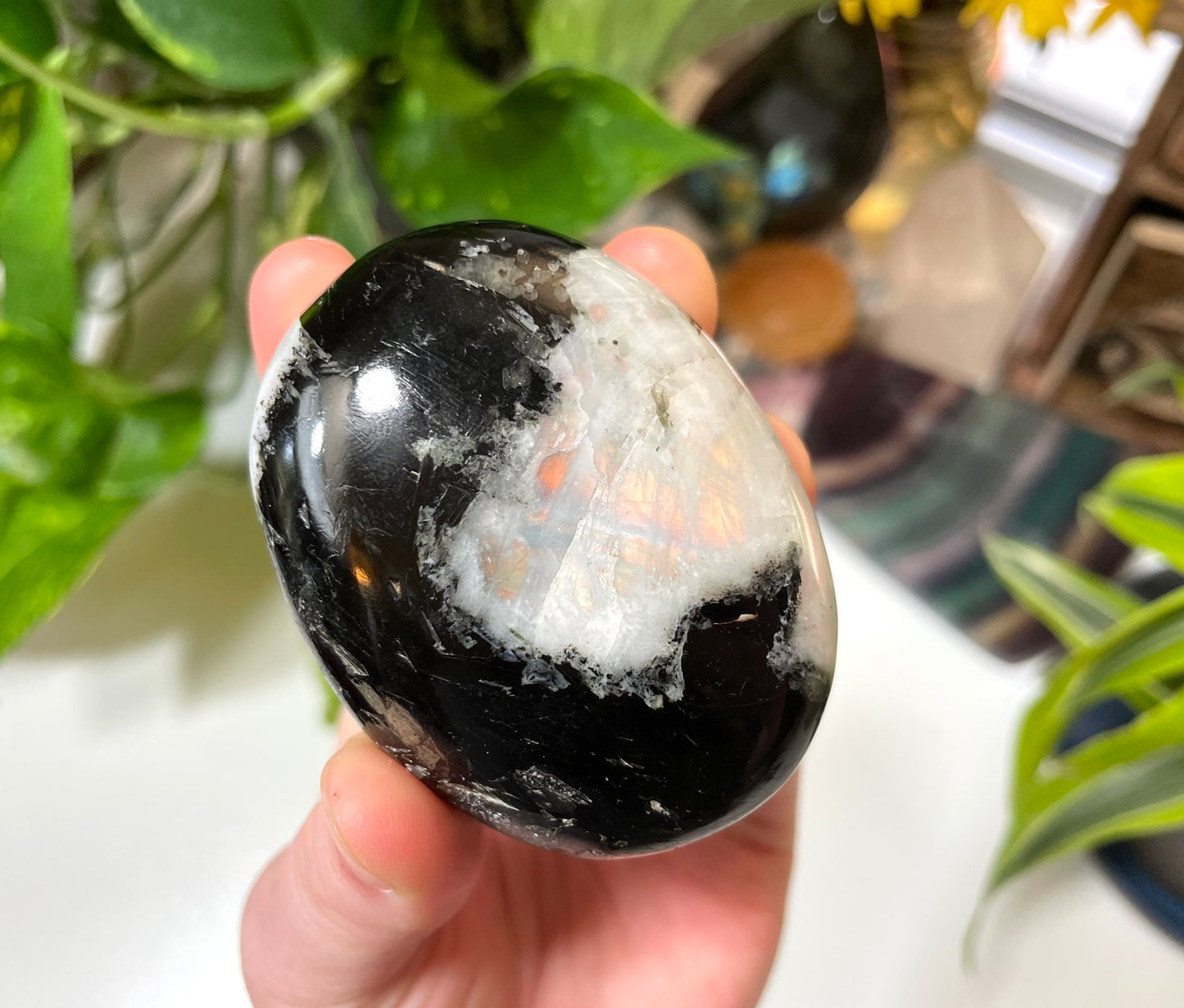 Rainbow Moonstone Palm Stone