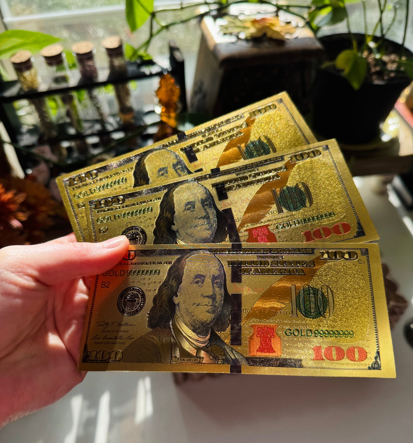 Gold $100 Bill for Manifesting
