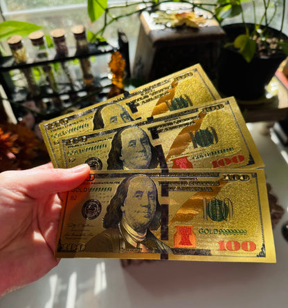 Gold $100 Bill for Manifesting