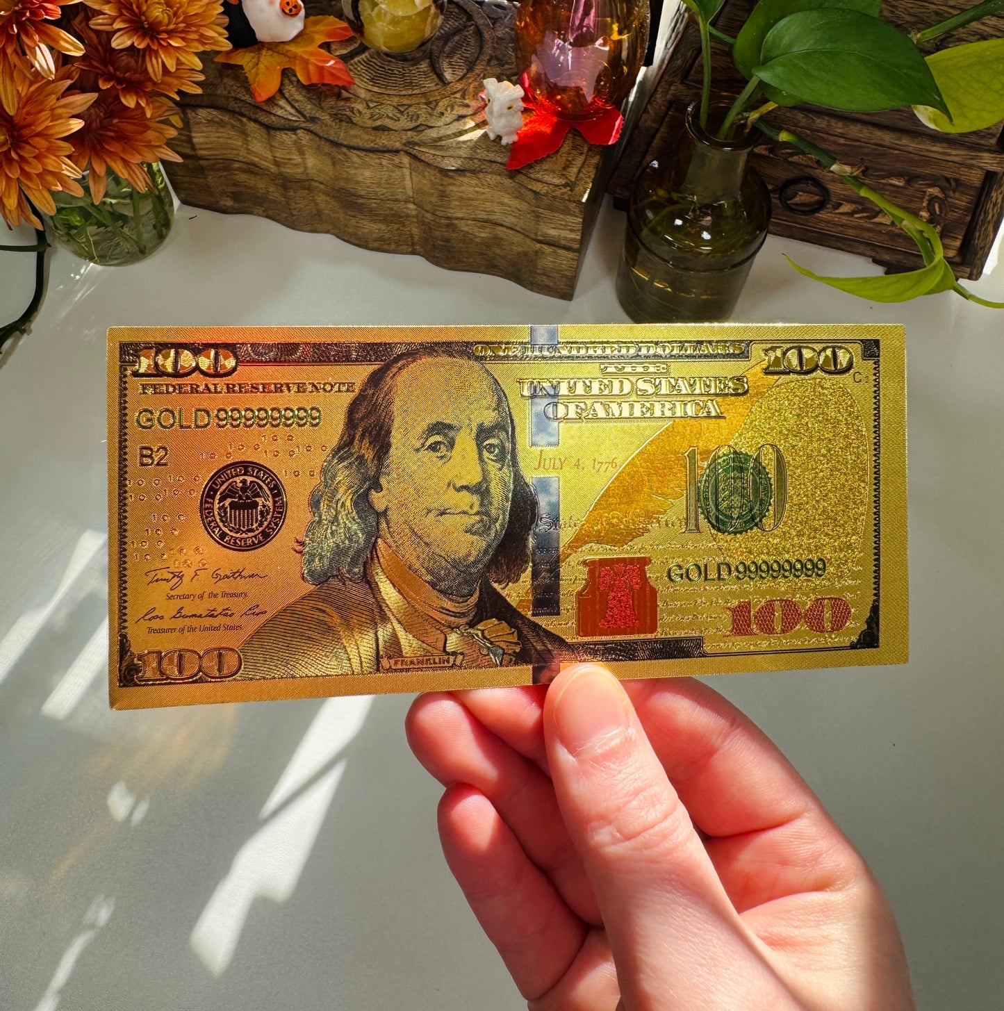 Gold $100 Bill for Manifesting