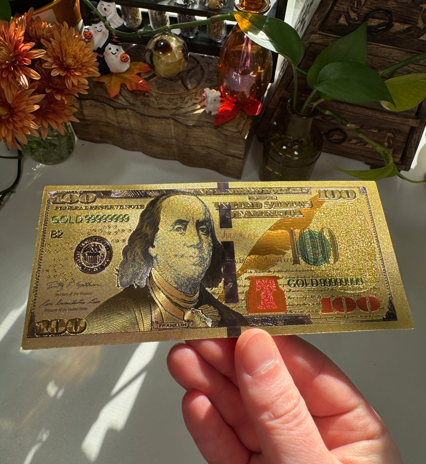 Gold $100 Bill for Manifesting