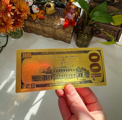 Gold $100 Bill for Manifesting