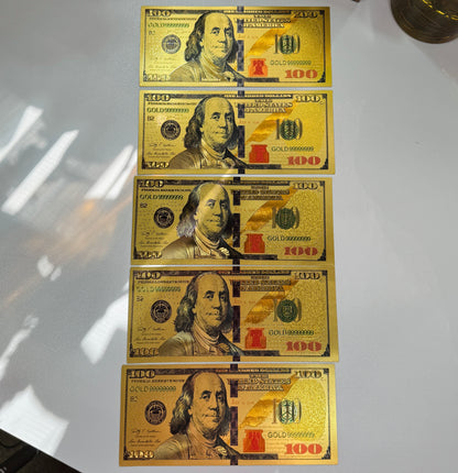 Gold $100 Bill for Manifesting