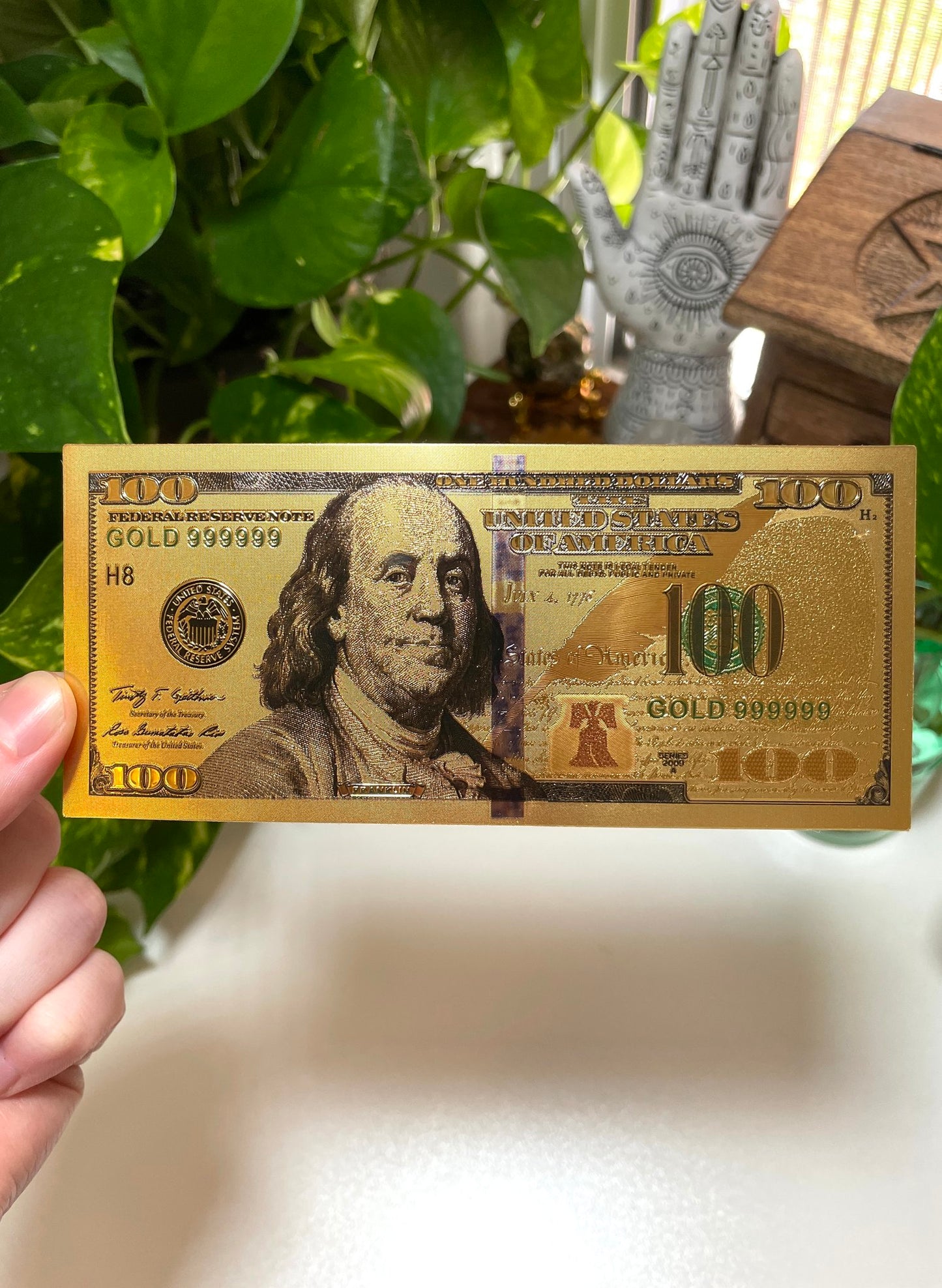 Gold $100 Bill for Manifesting