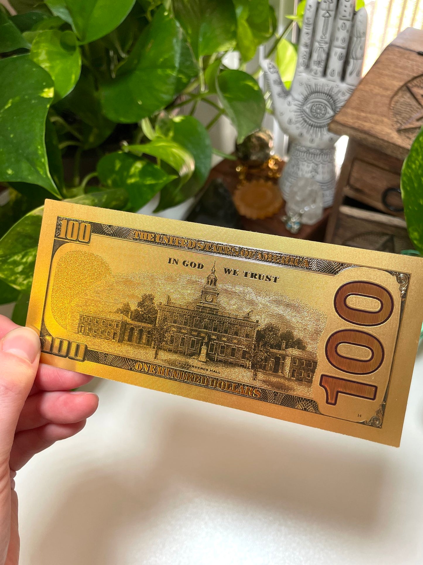 Gold $100 Bill for Manifesting