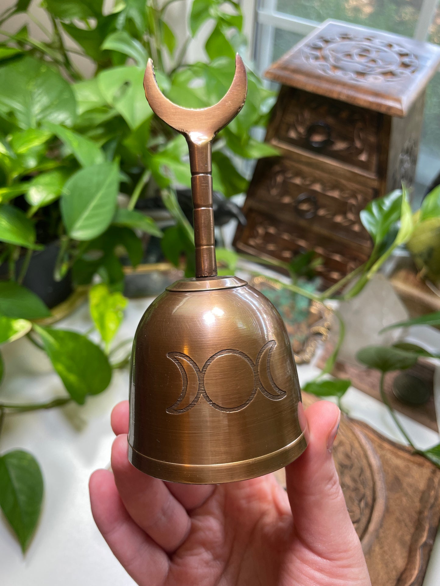 Bronze Triple Moon Altar Bell