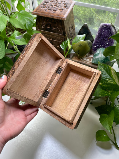 Floral Carved Wooden Box