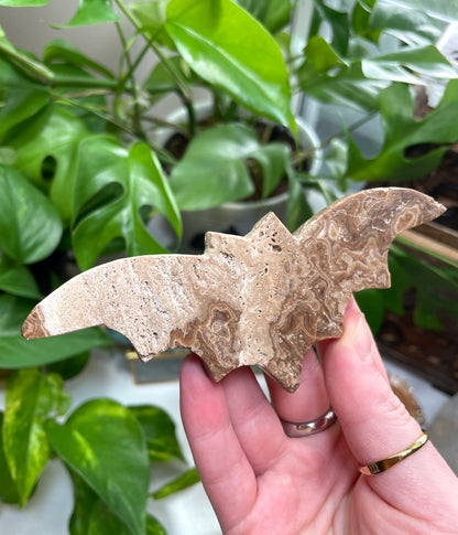 Chocolate Calcite Bat Carving