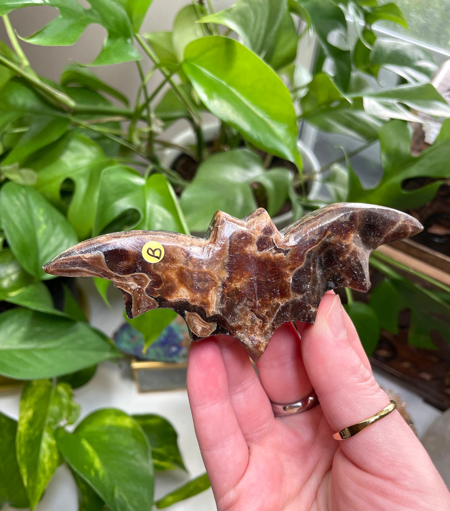 Chocolate Calcite Bat Carving