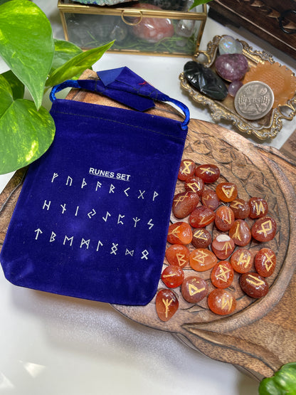 Rune Set (Carnelian Crystal)