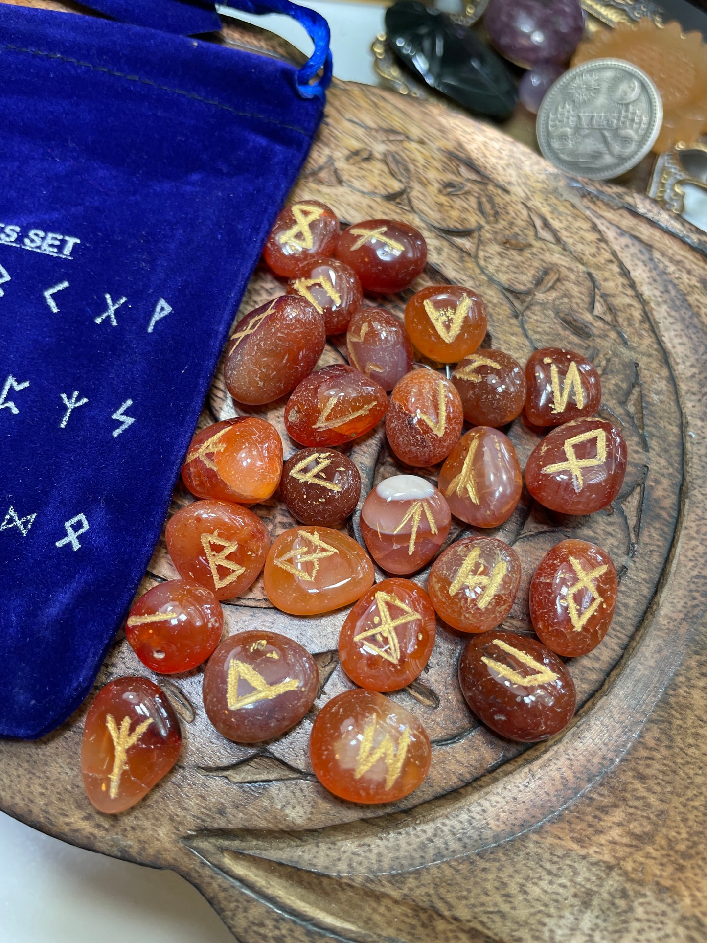 Rune Set (Carnelian Crystal)