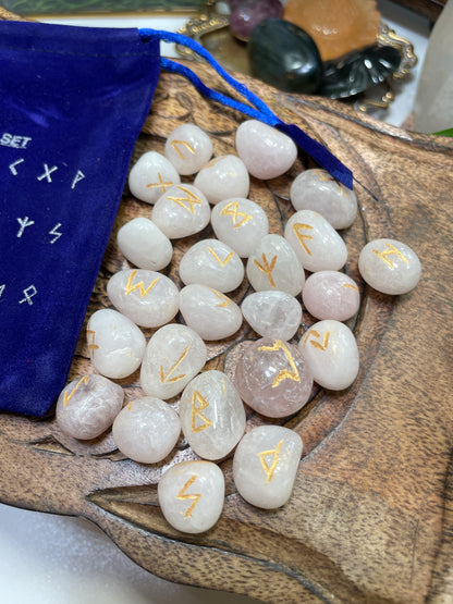 Rune Set (Rose Quartz Crystal)