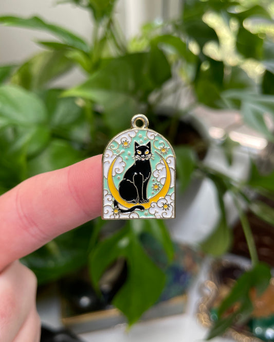 The Moon Tarot Cat Charm