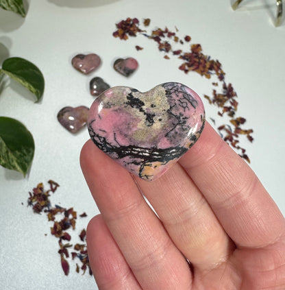 Rhodonite Heart Crystal Carving