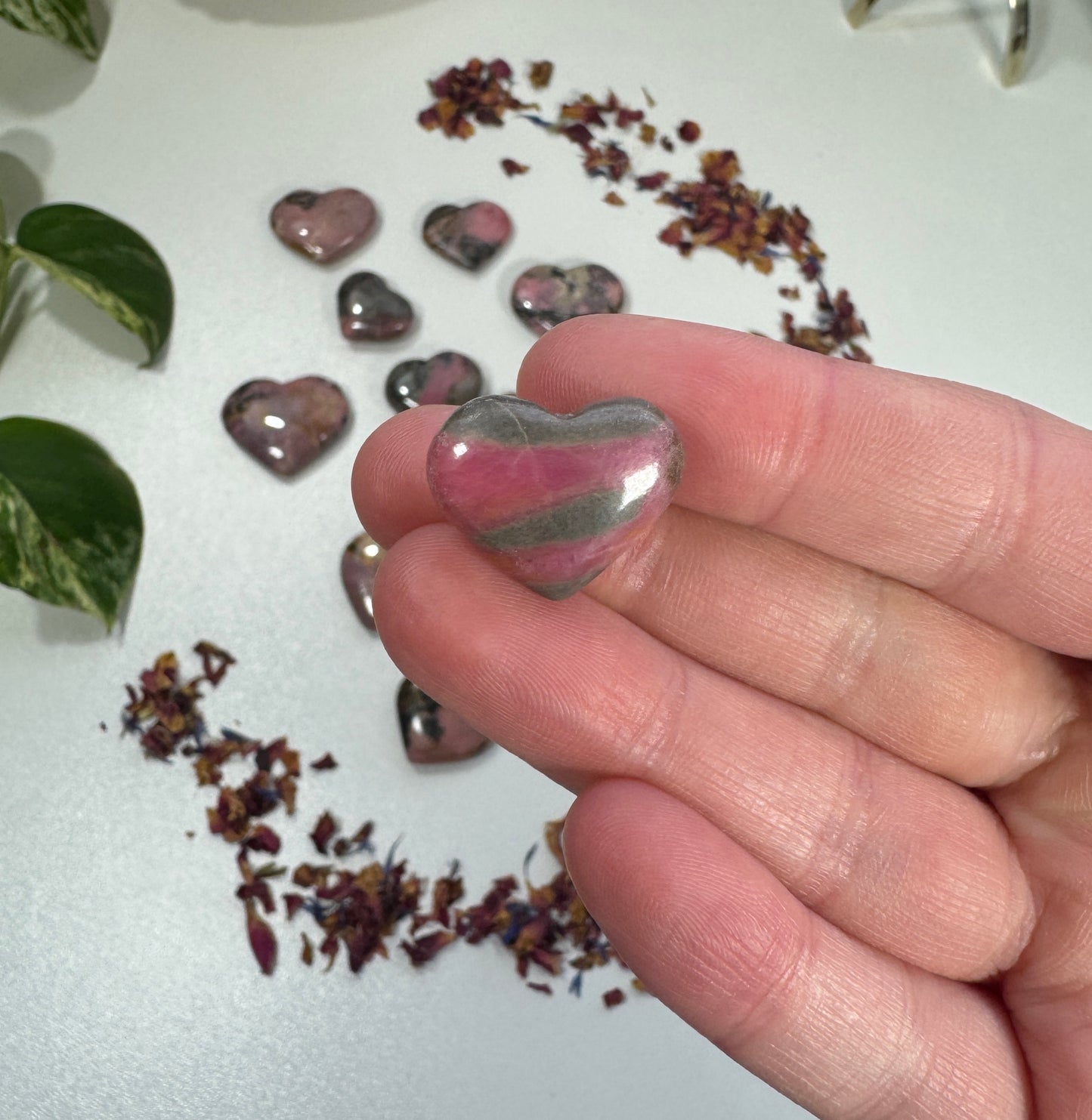 Rhodonite Heart Crystal Carving