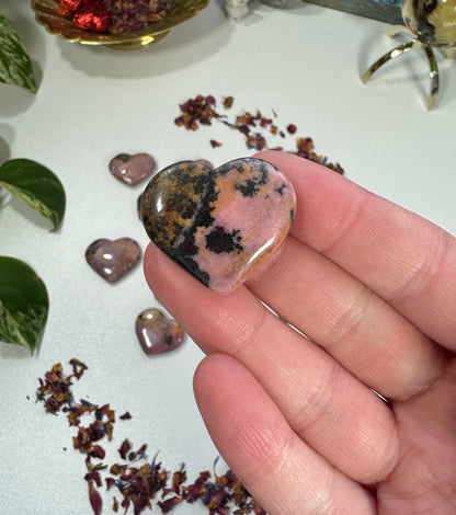 Rhodonite Heart Crystal Carving