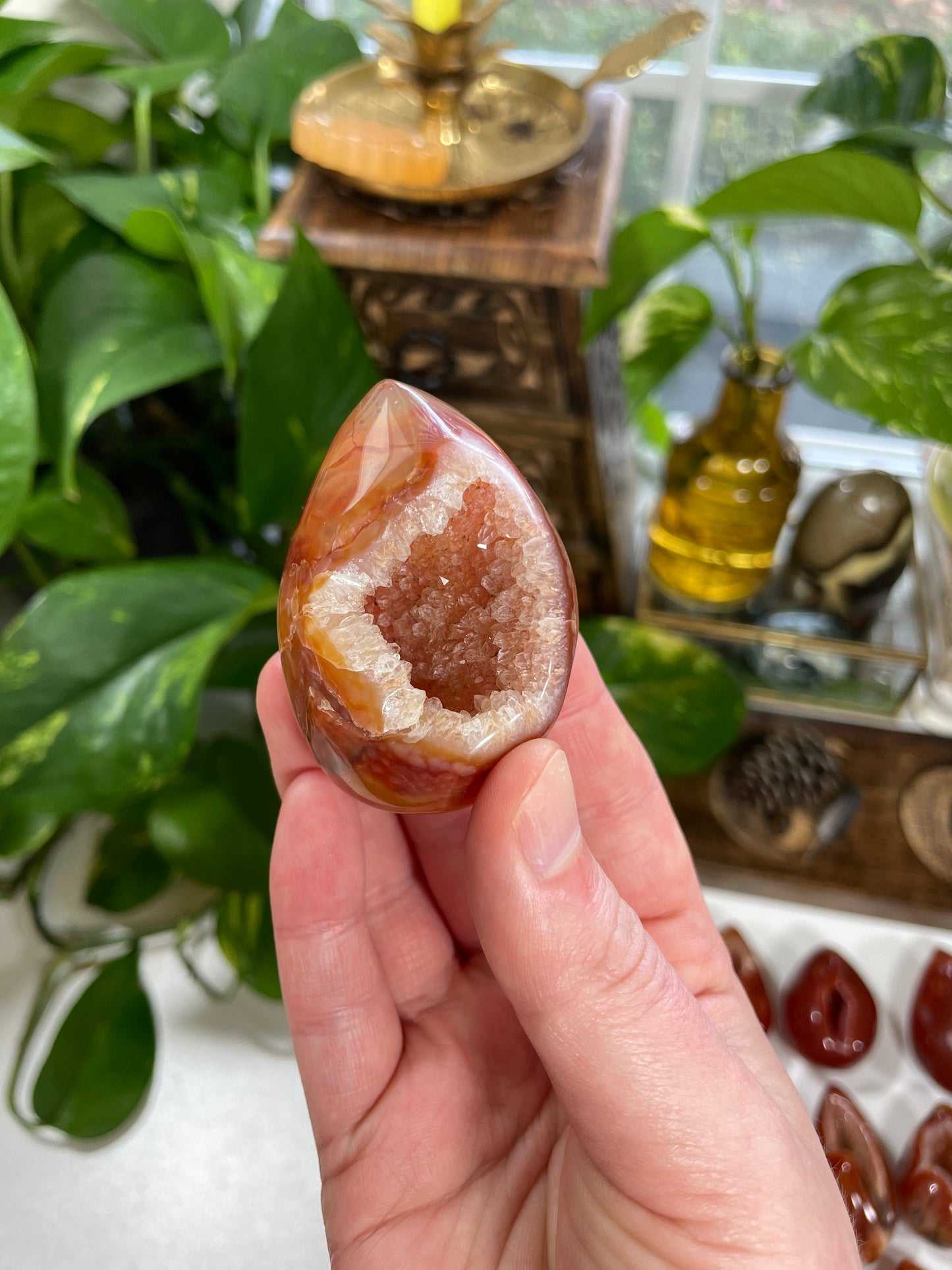 Carnelian Geode Druzy Egg (low quality)