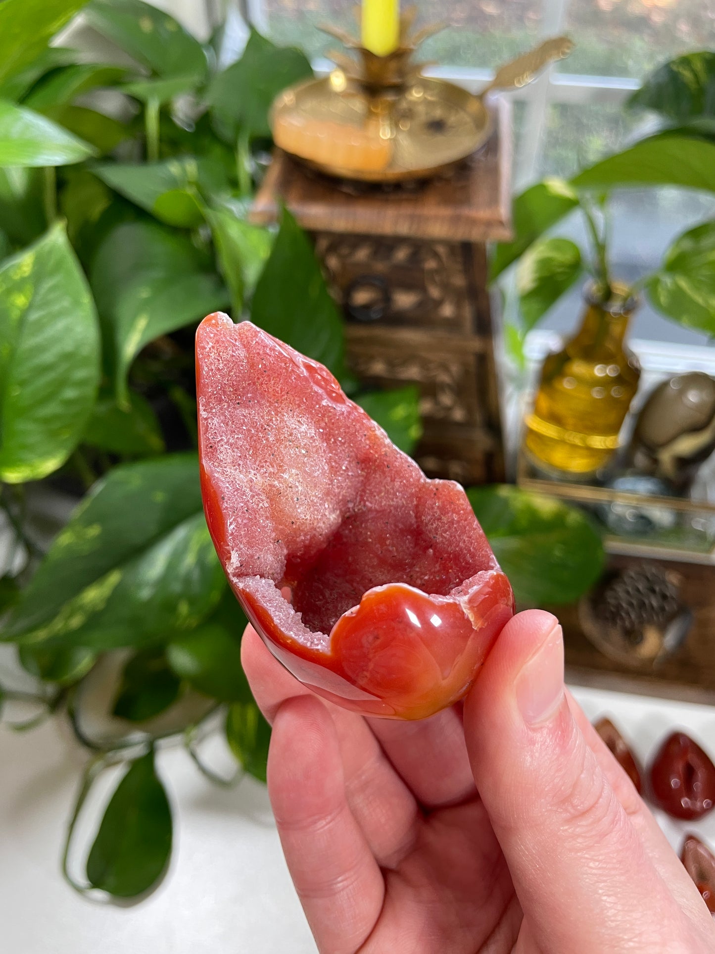 Carnelian Geode Druzy Egg (low quality)