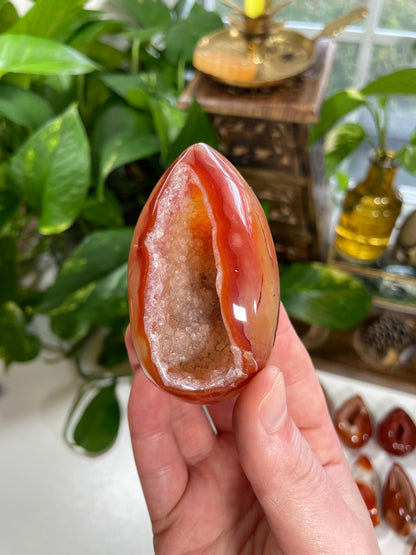 Carnelian Geode Druzy Egg (low quality)