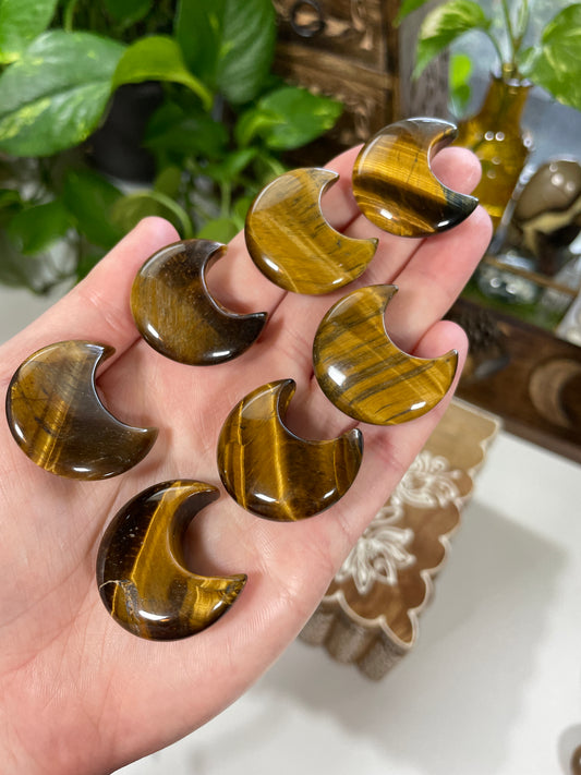 Tiger's Eye Moon Carving