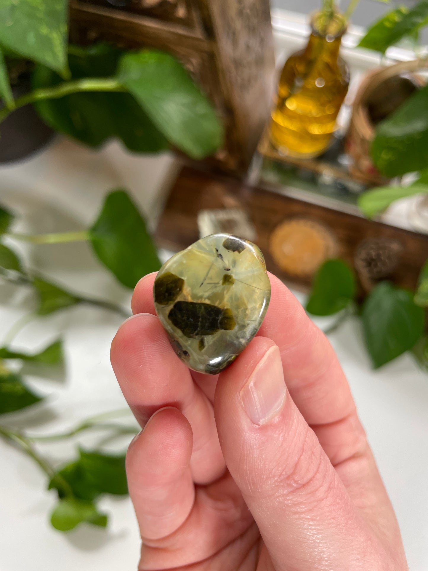 Prehnite with Epidote Tumble