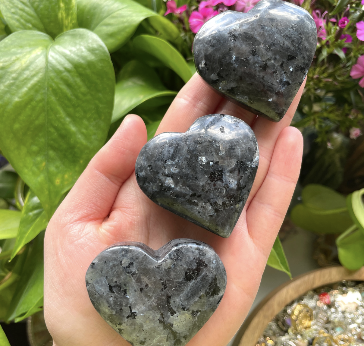 Larvikite Heart (Black Moonstone)