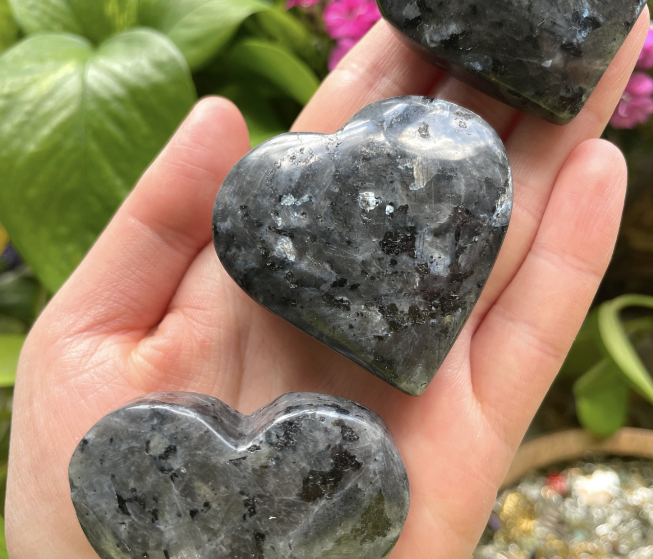 Larvikite Heart (Black Moonstone)