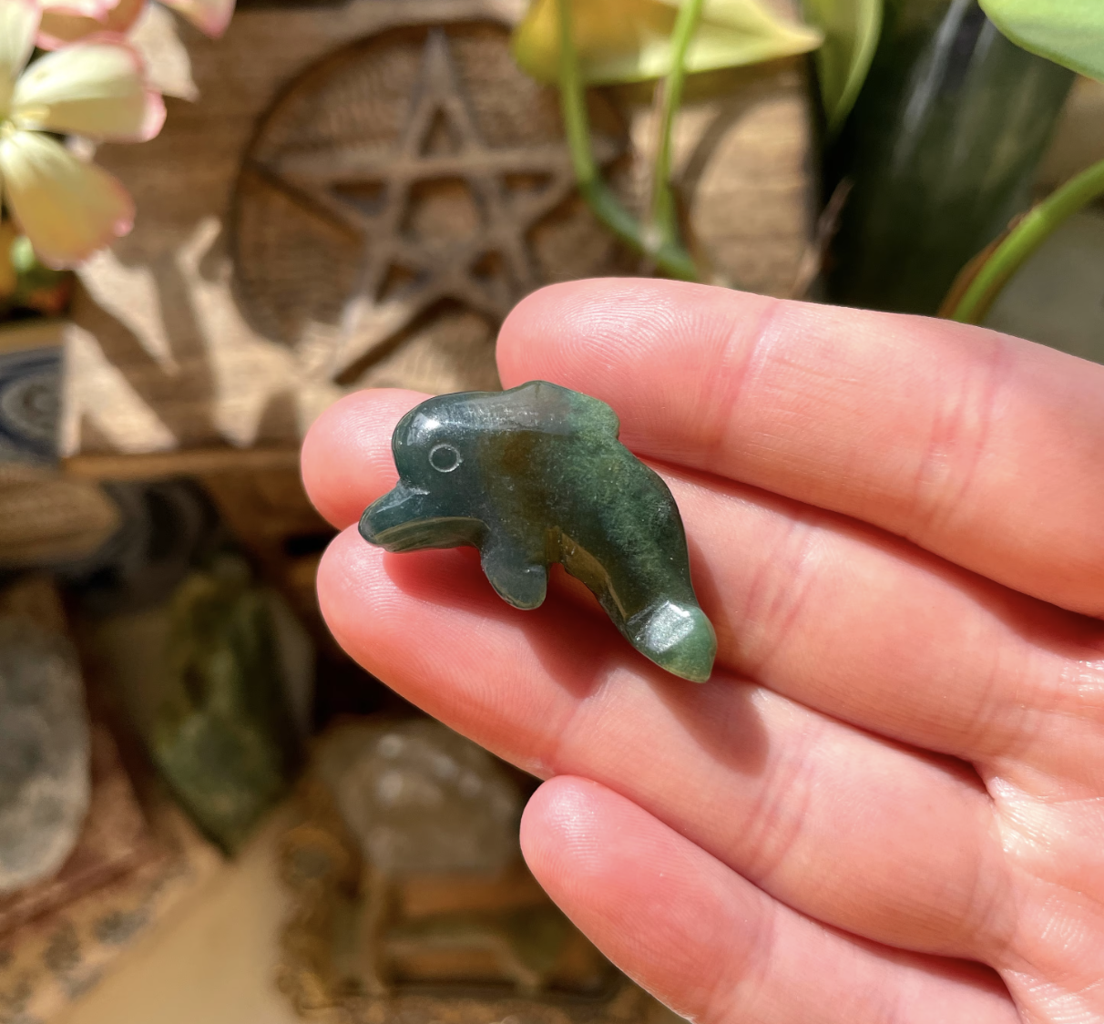 Moss Agate Dolphin