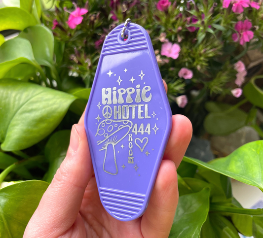 Purple Hippie Hotel Keychain