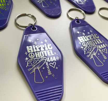 Purple Hippie Hotel Keychain