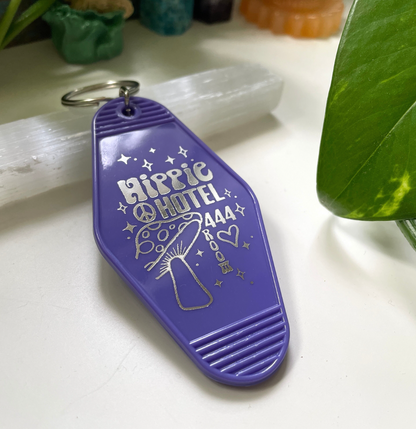 Purple Hippie Hotel Keychain