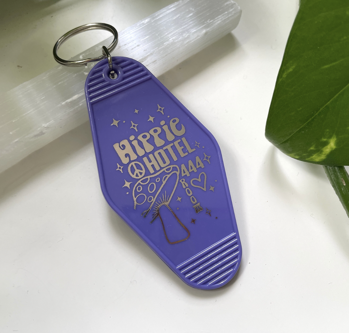 Purple Hippie Hotel Keychain