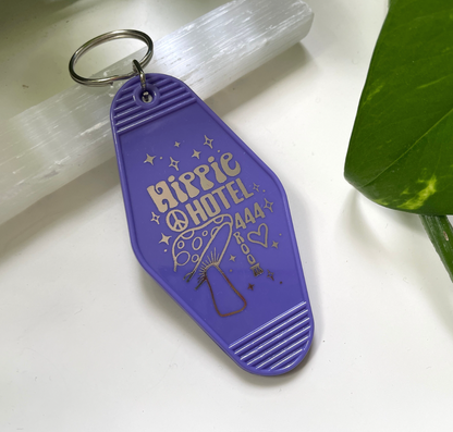 Purple Hippie Hotel Keychain