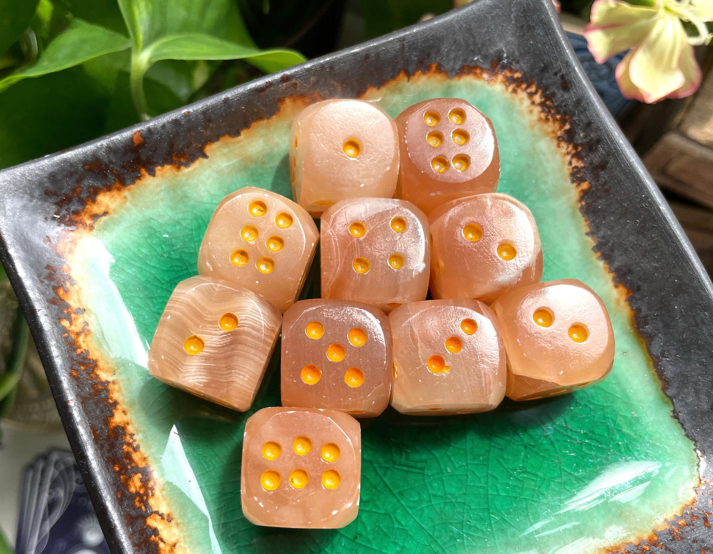 Honey Calcite Dice