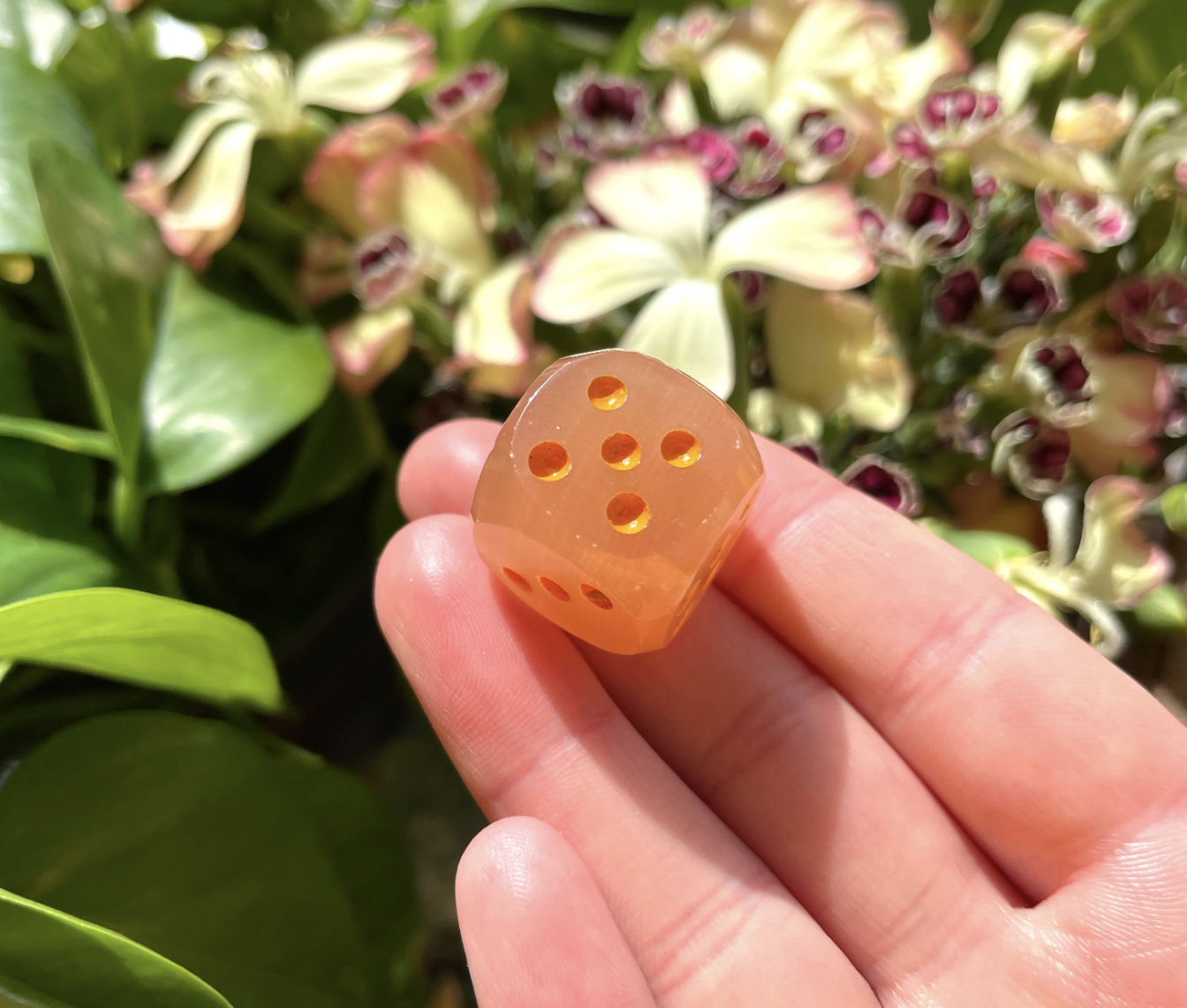 Honey Calcite Dice