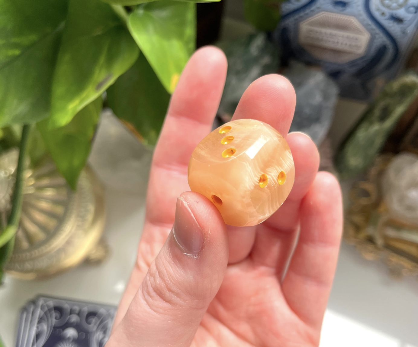 Honey Calcite Dice