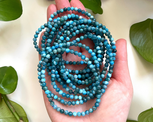 Blue Apatite Crystal Bracelet | 4mm Beads