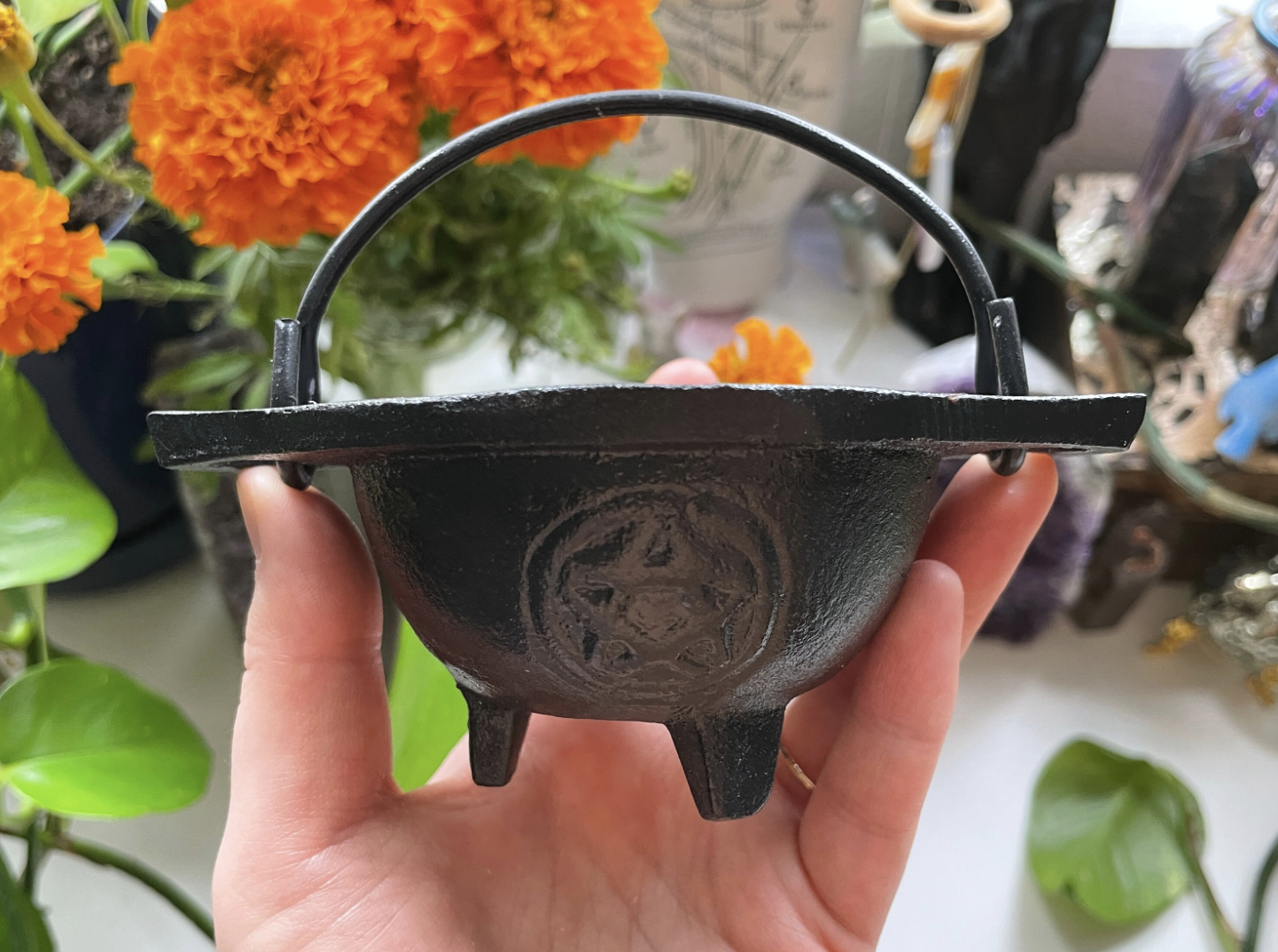 Pentacle Cast Iron Mini Cauldron