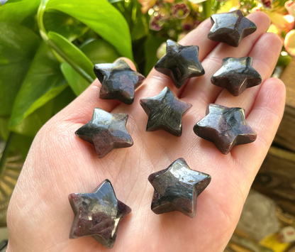 Astrophyllite Garnet Star Carving