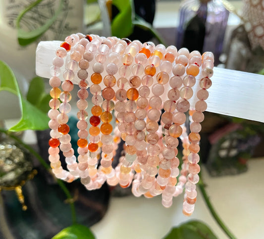 Flower Agate Crystal Bracelet | 4mm Beads