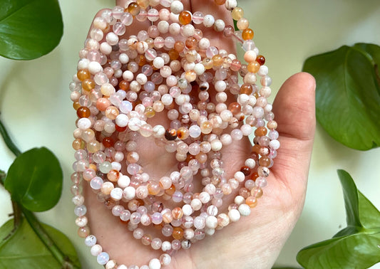 Flower Agate Crystal Bracelet | 4mm Beads