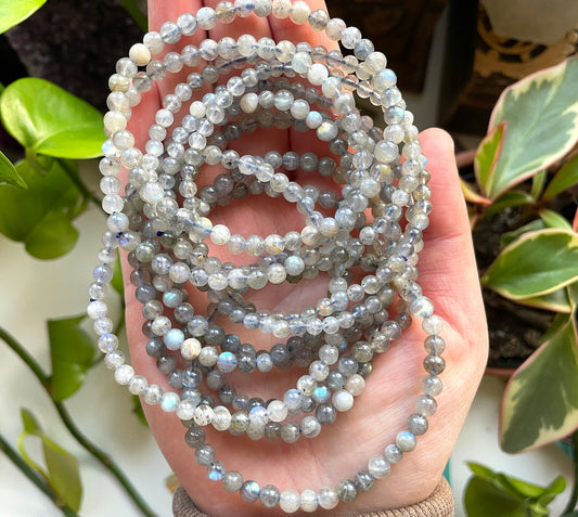 Labradorite Crystal Bracelet | 4mm Beads