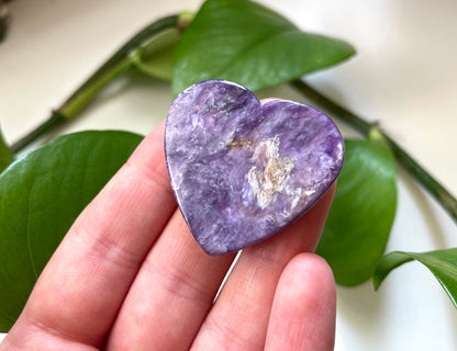 Charoite Heart 1" Flat Back