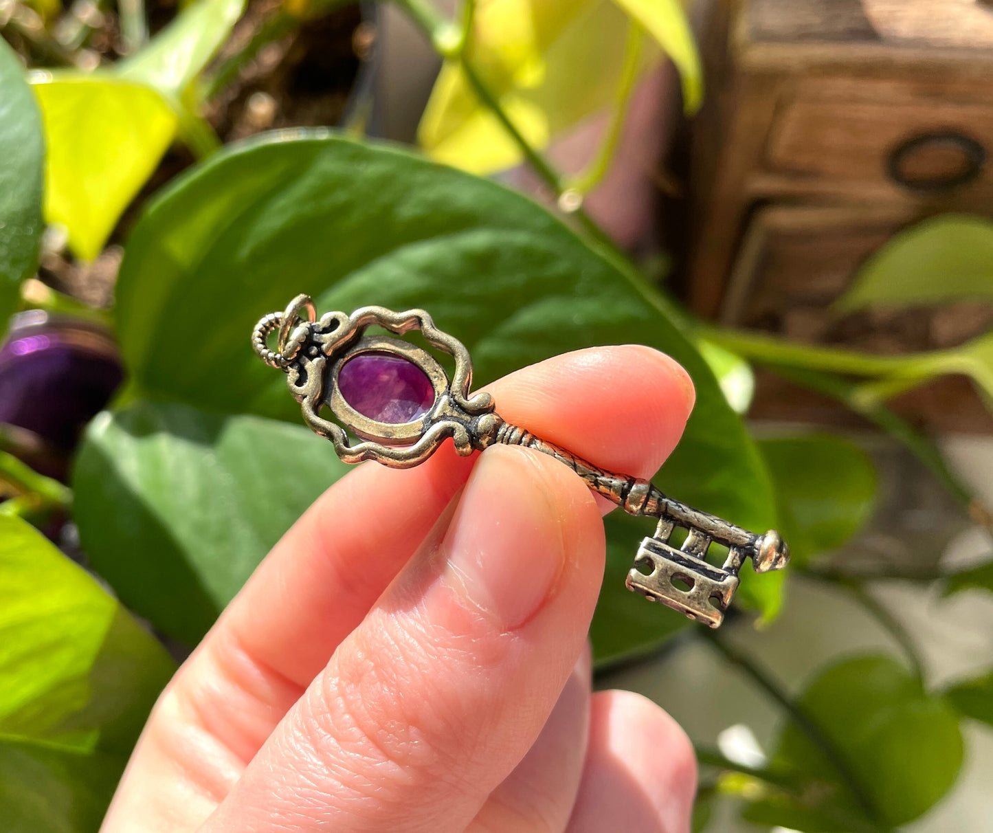 Charoite Key Pendant