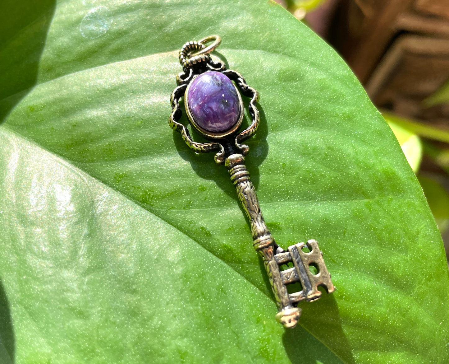 Charoite Key Pendant