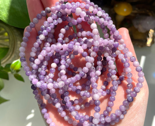 Lepidolite Crystal Bracelet | 4mm Beads